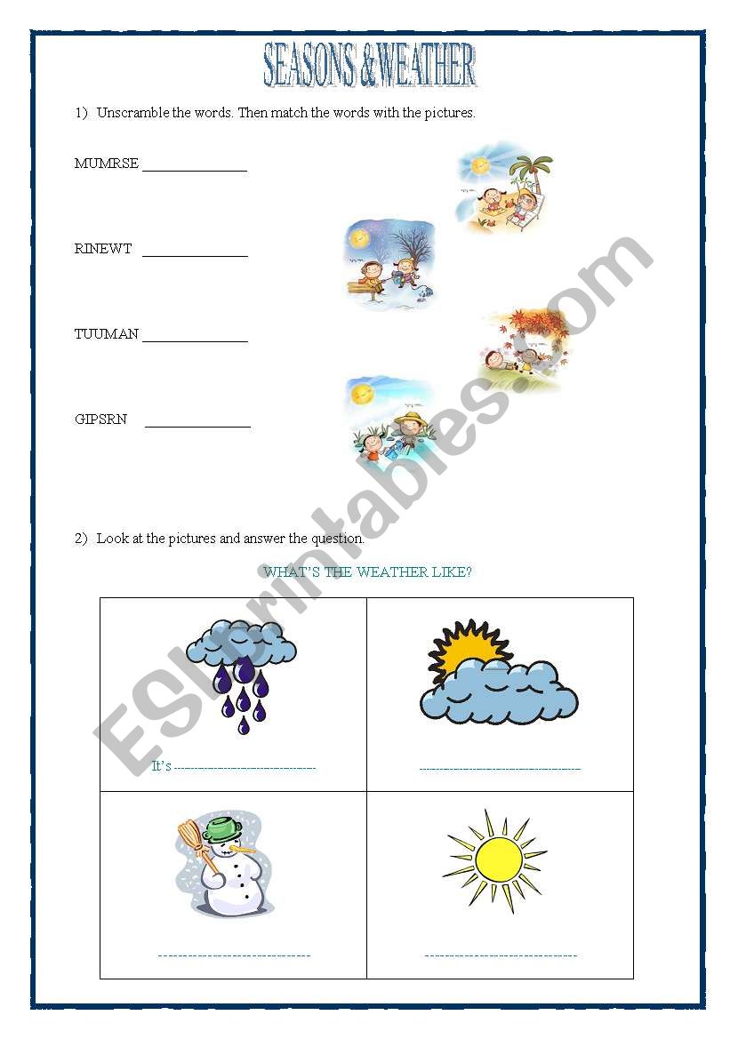 seasons and weather worksheet