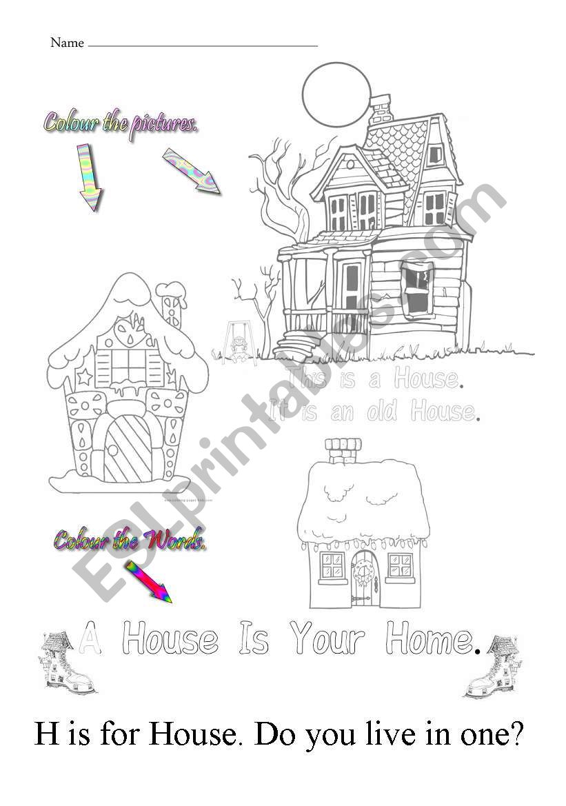 H is for house worksheet