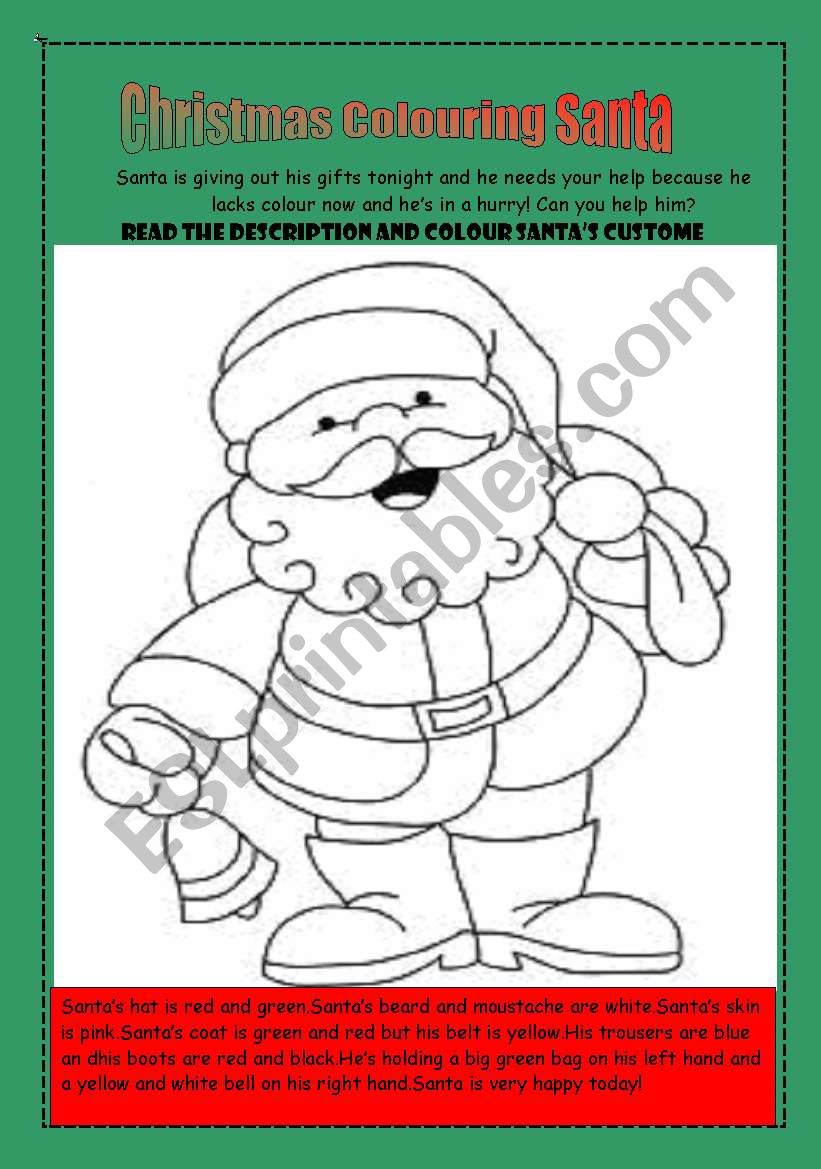 Christmas Colouring Santa! worksheet