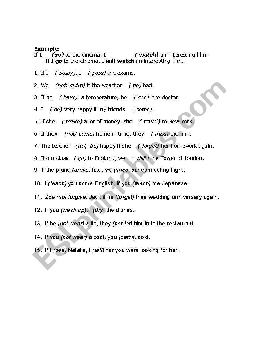 First Conditional worksheet