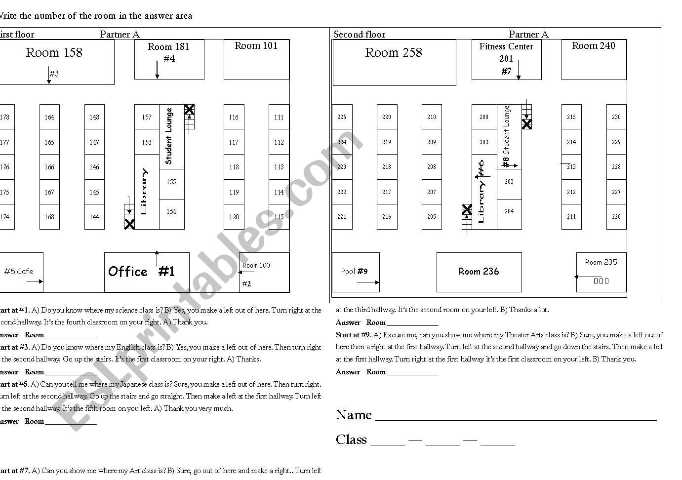 School Map Activity worksheet