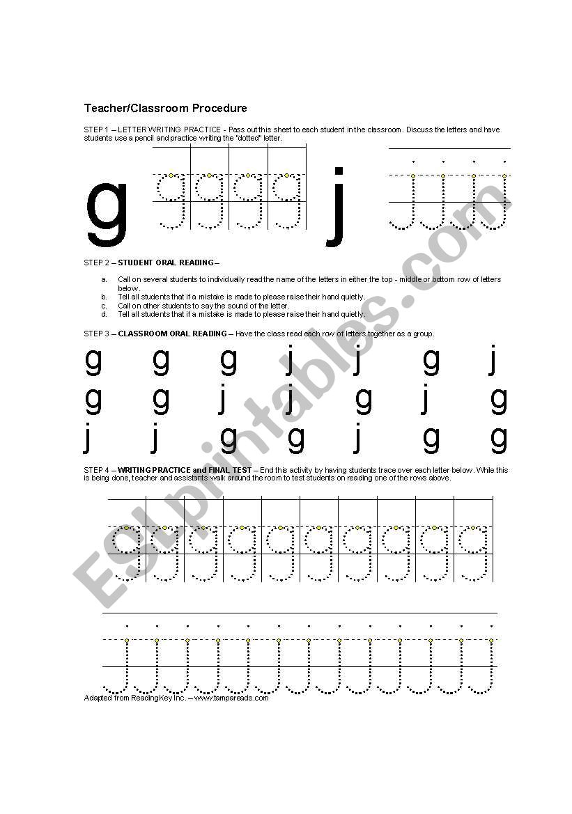 G and J pronouciation worksheet