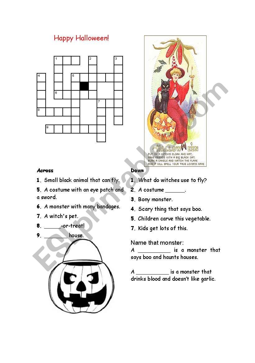 Happy Halloween Crossword worksheet