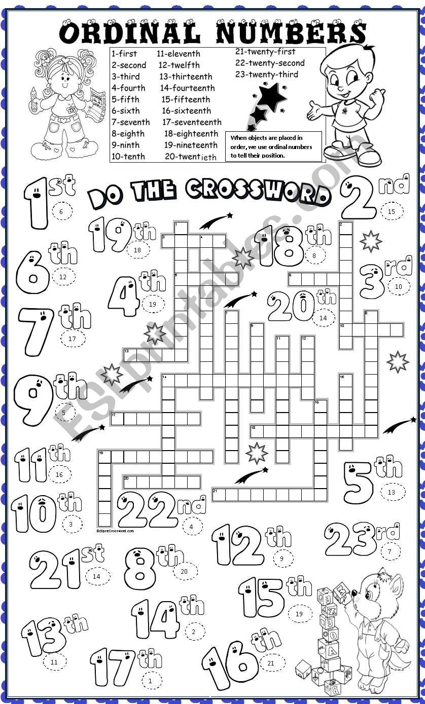 ordinal numbers worksheet