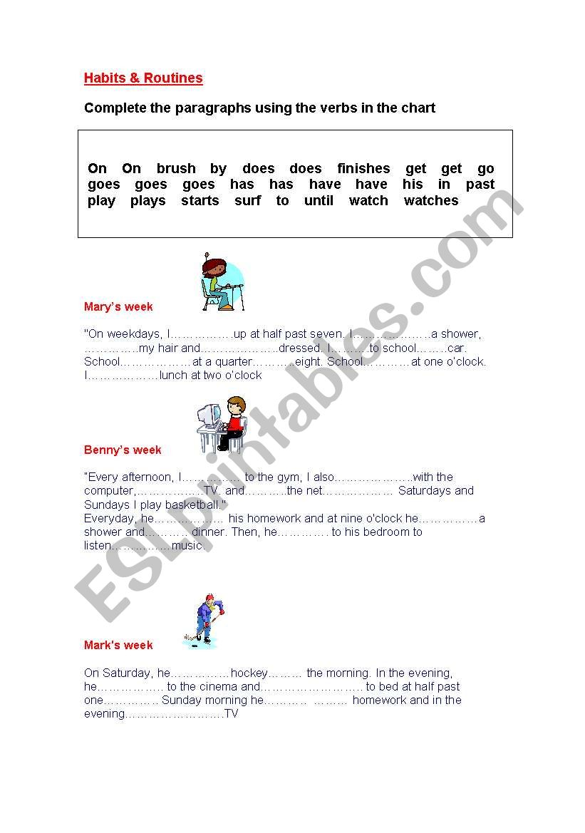 Habits & Routines worksheet