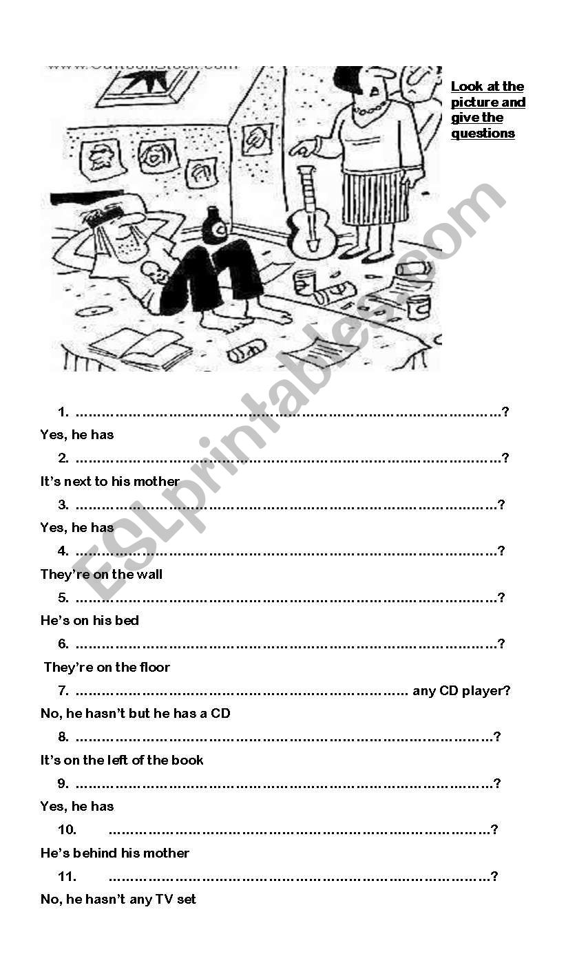 A MESSY ROOM worksheet