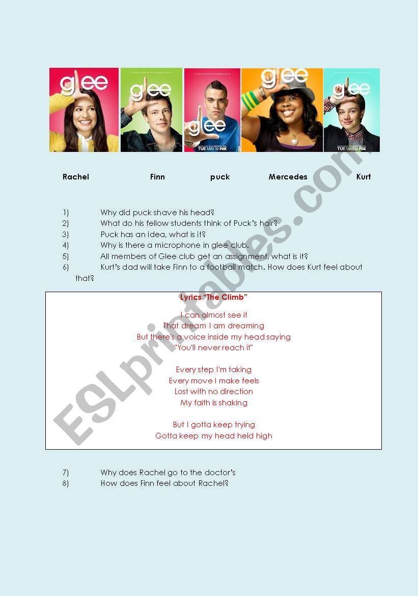 Glee episode 18 season one questionaire with the correct (shortened ) Lyrics  with jessies girl! and the boy is mine!