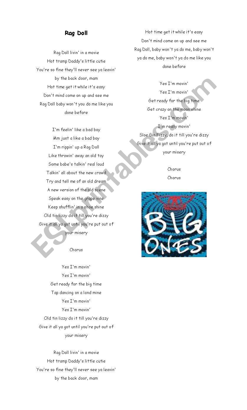 song rag doll worksheet