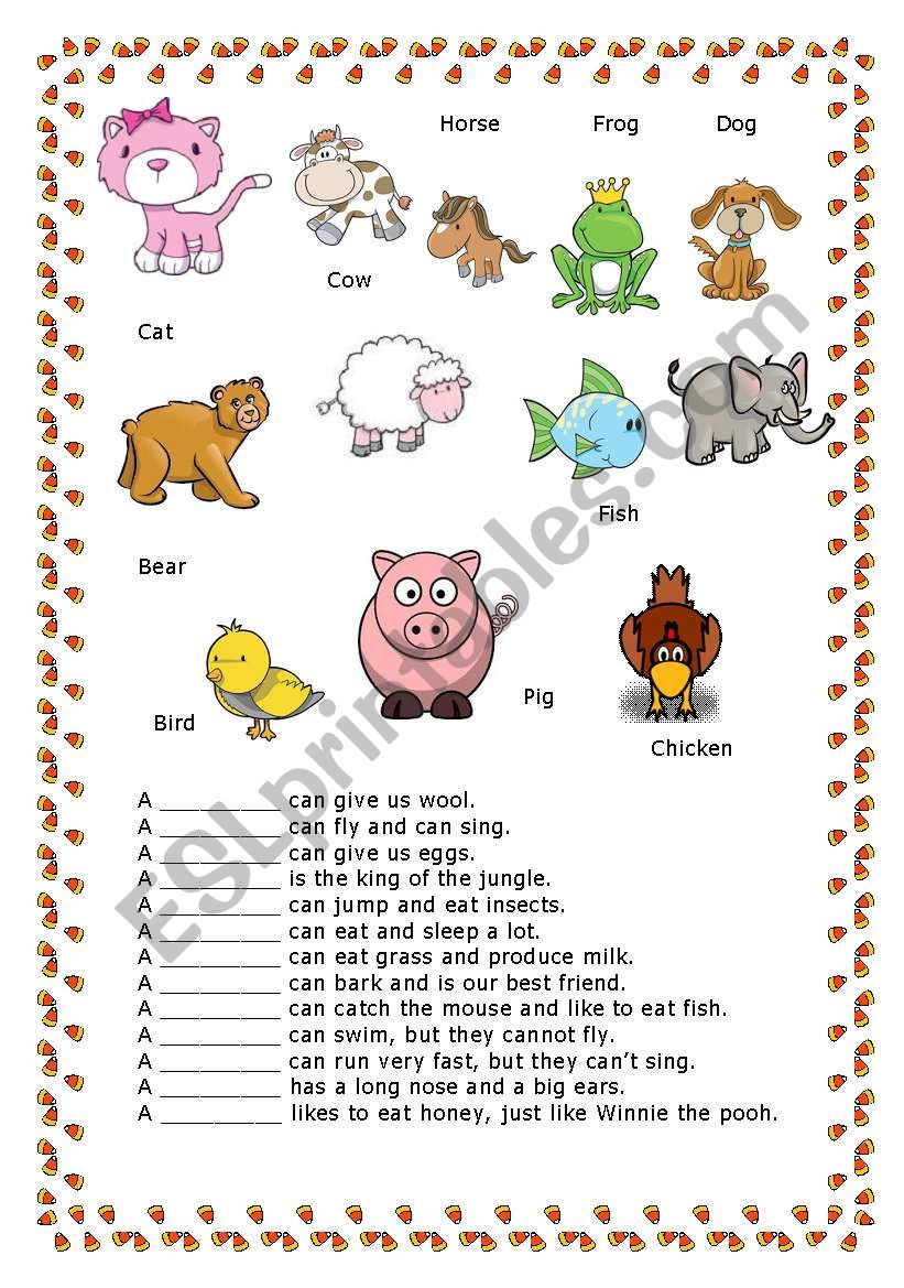 animal worksheet