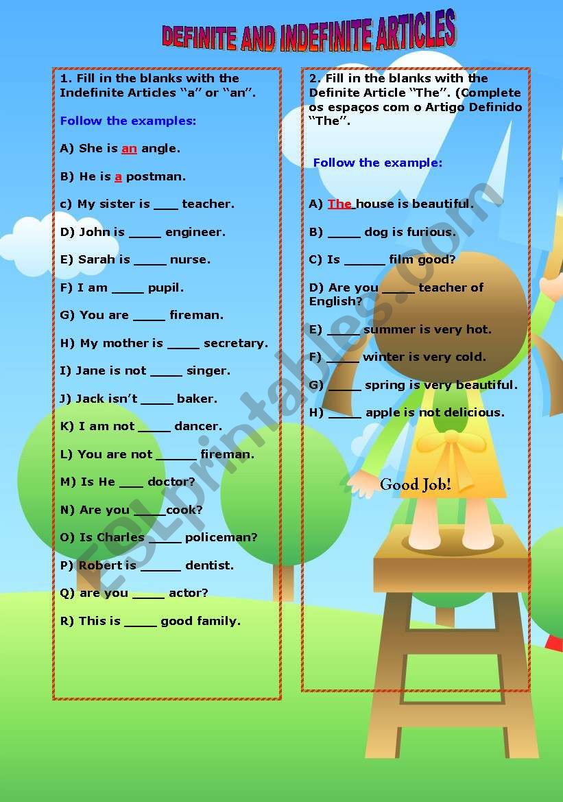 Definite and Indefinite articles