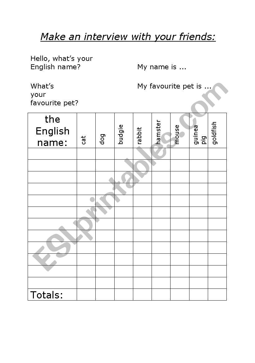 Make an interview worksheet