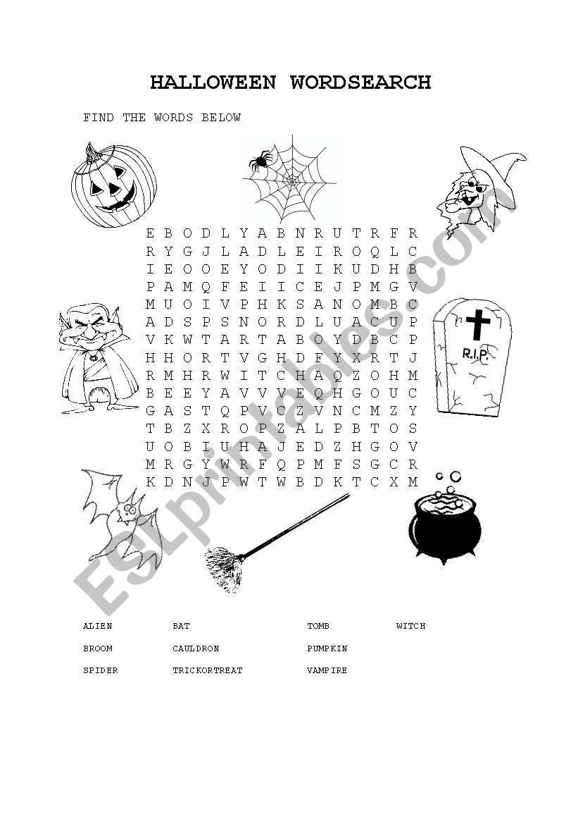 halloween wordsearch worksheet