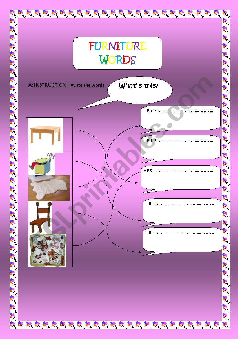 furniture worksheet