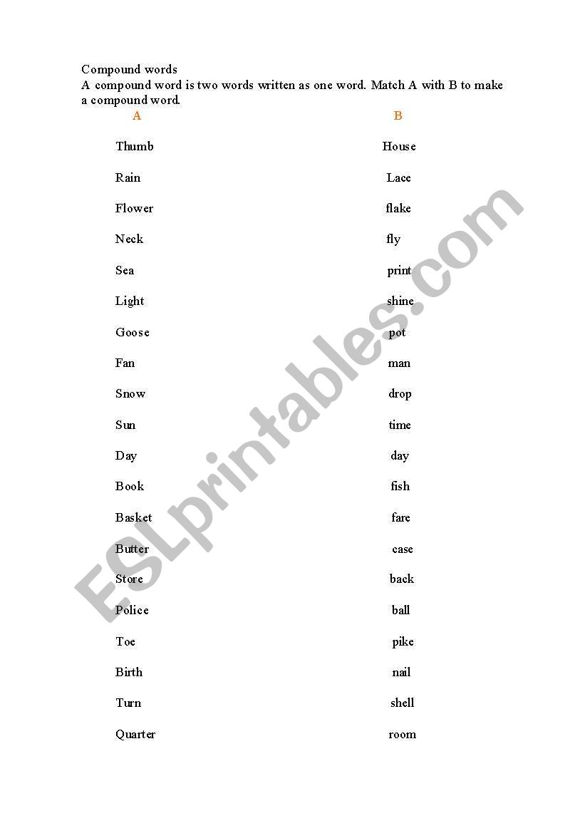 compoundwords worksheet