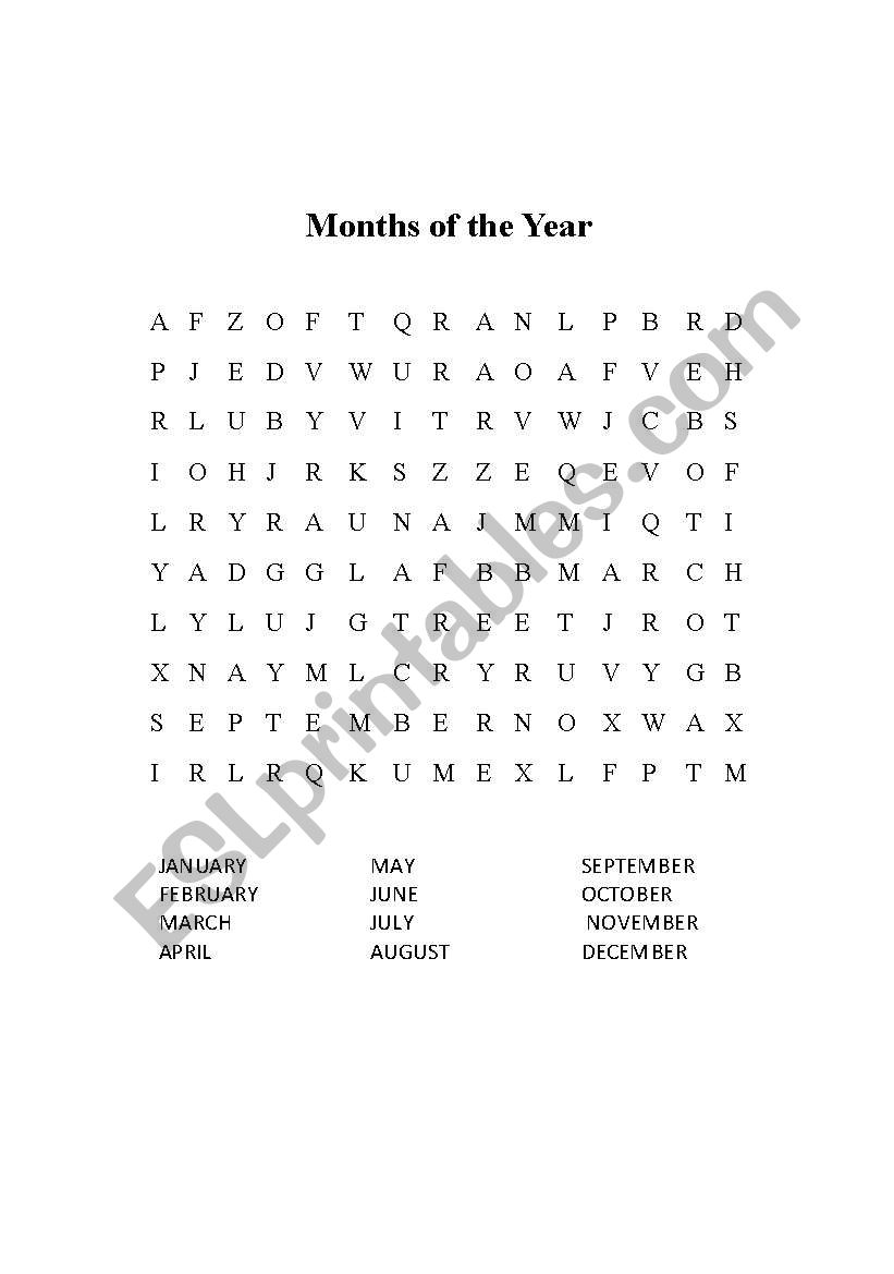 Months of the Year worksheet