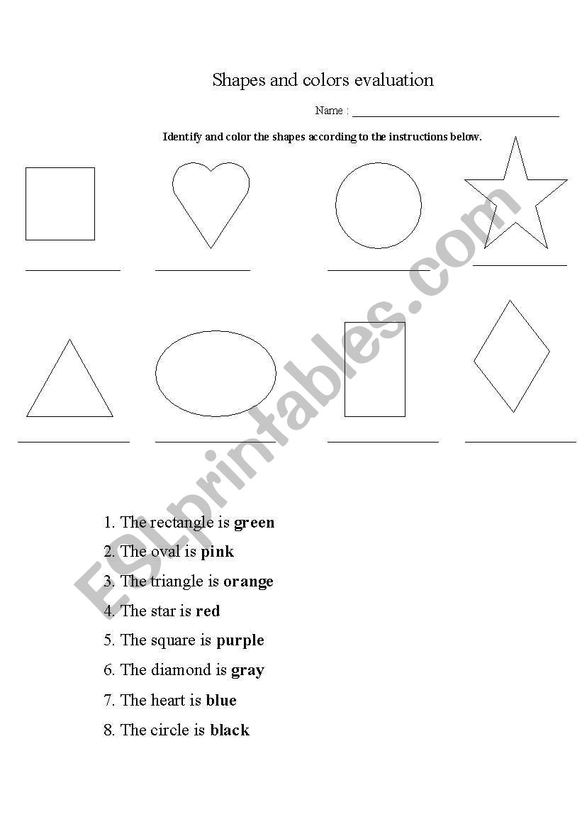 Shapes and colors worksheet