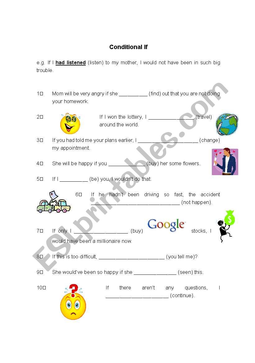 Conditional If - exercise worksheet