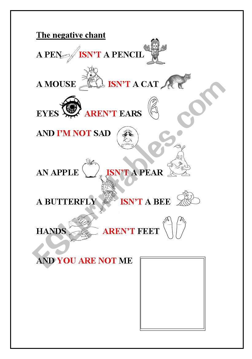 The negative chant worksheet