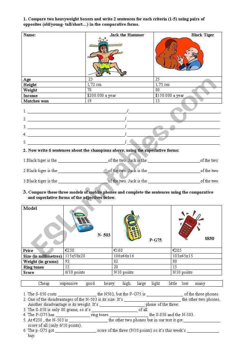 comparing people and objects  worksheet