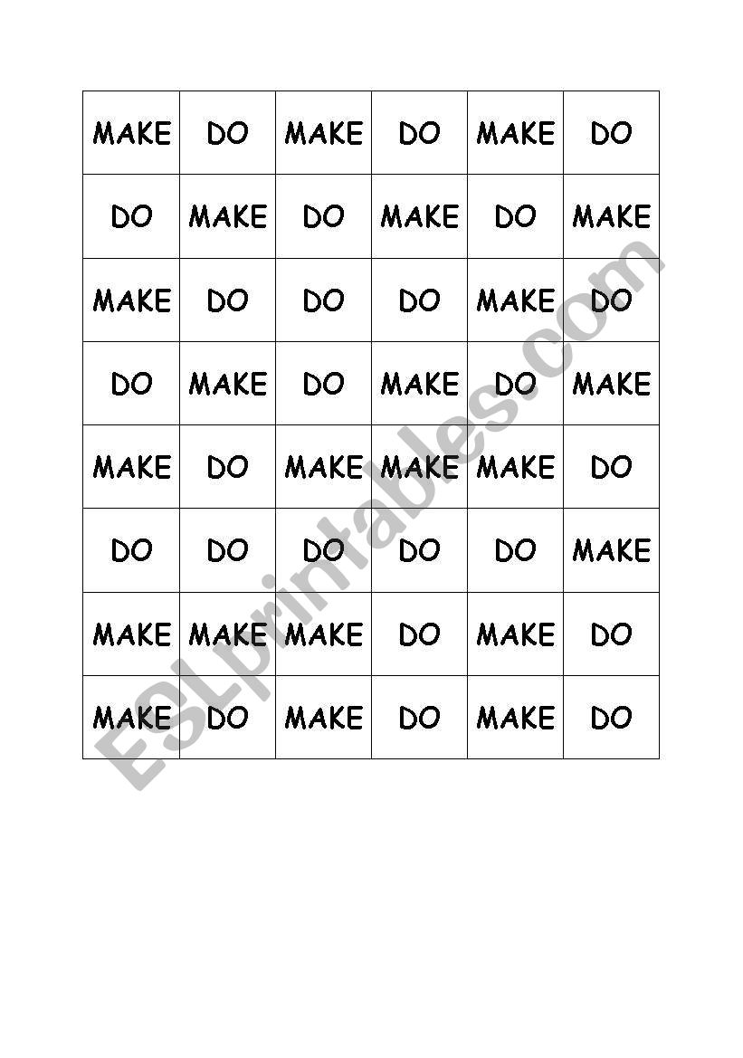 Make v Do game worksheet