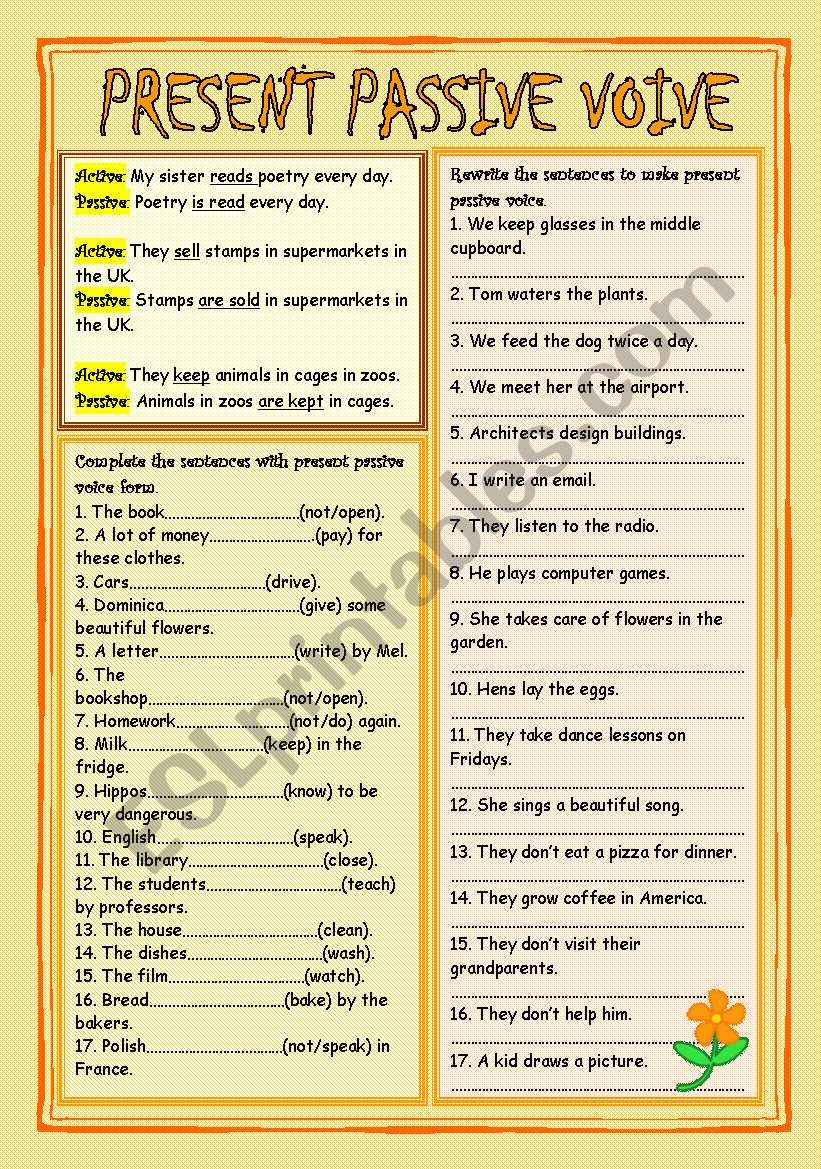 Present Passive Voice worksheet