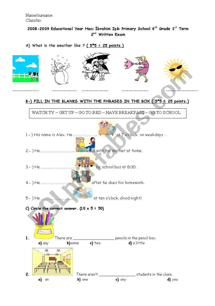 weather conditions worksheet