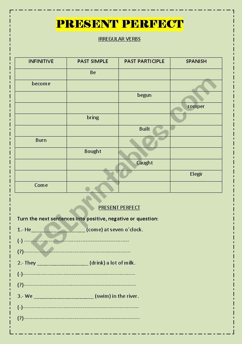 PRESENT PERFECT worksheet