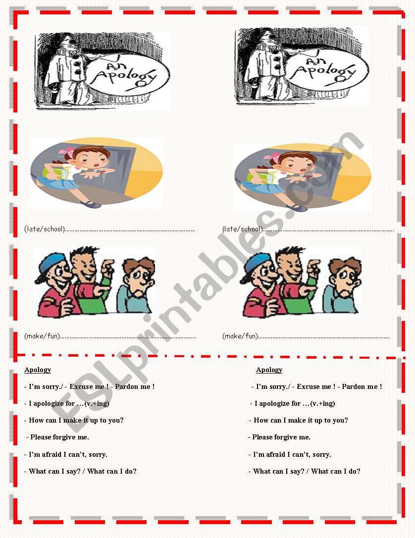 Apology worksheet