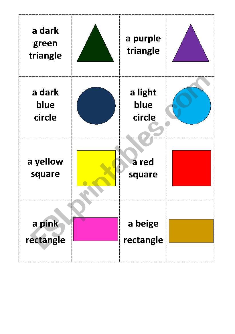 Shapes - memory game worksheet