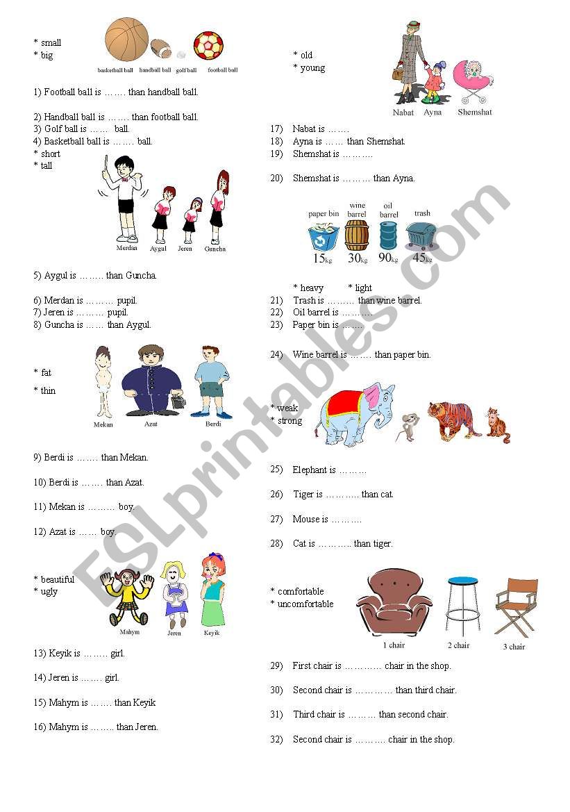 Degrees of comparisons of adjectives