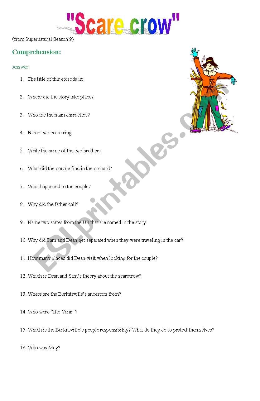 Scarecrow (Supernatural) worksheet
