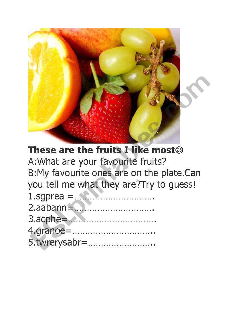 Fruit Names worksheet