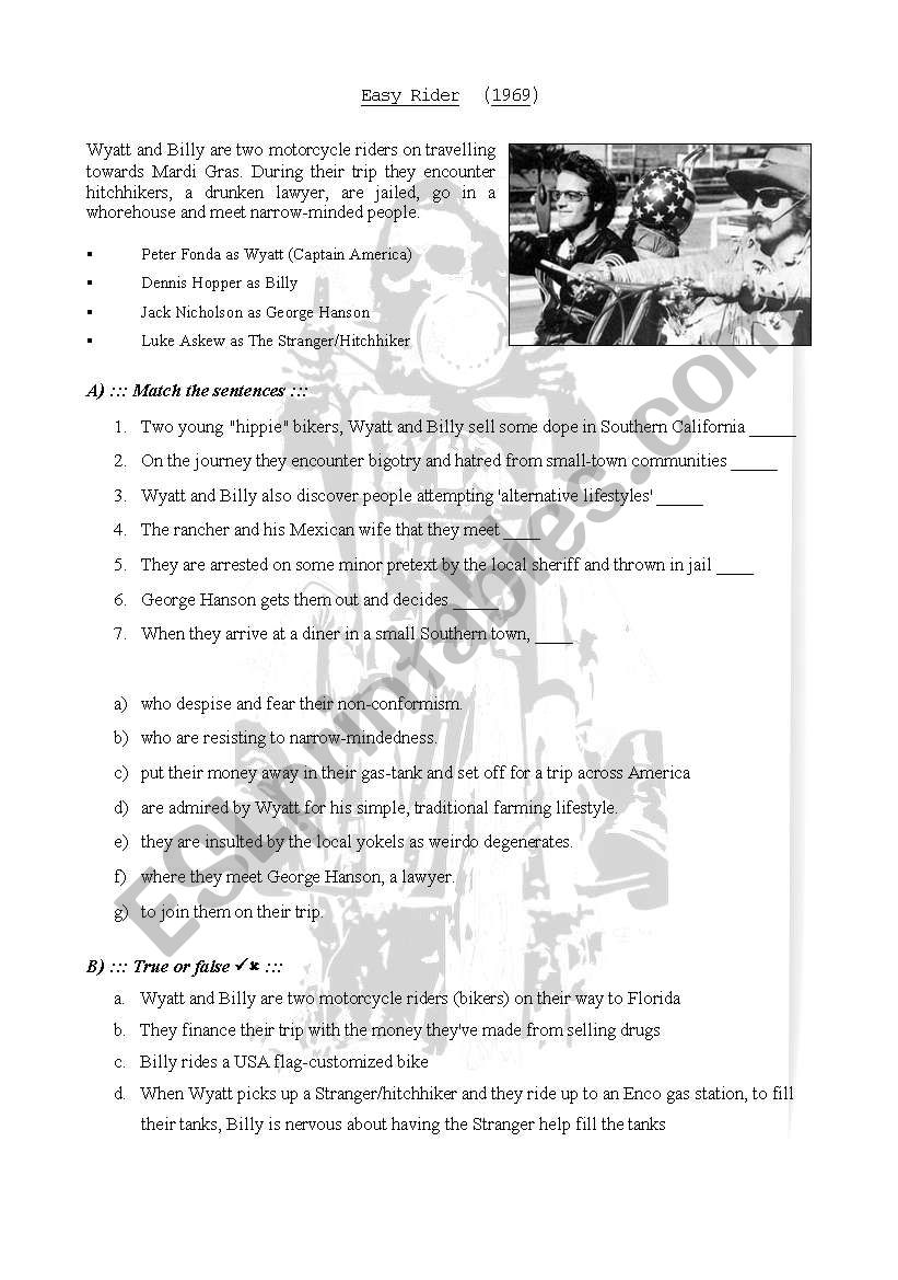 Easy Rider worksheet