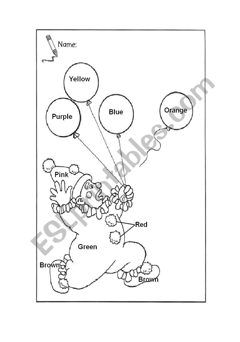 Colour Clown worksheet