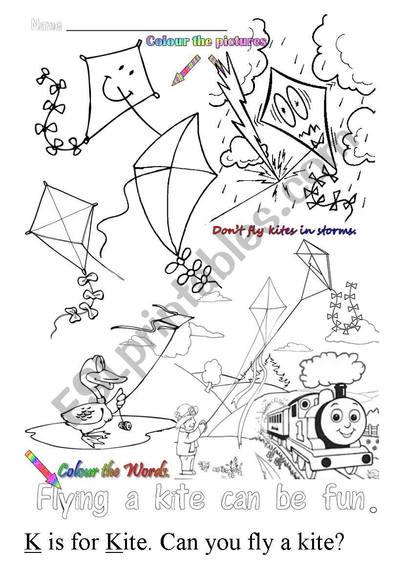 K is for Kite worksheet