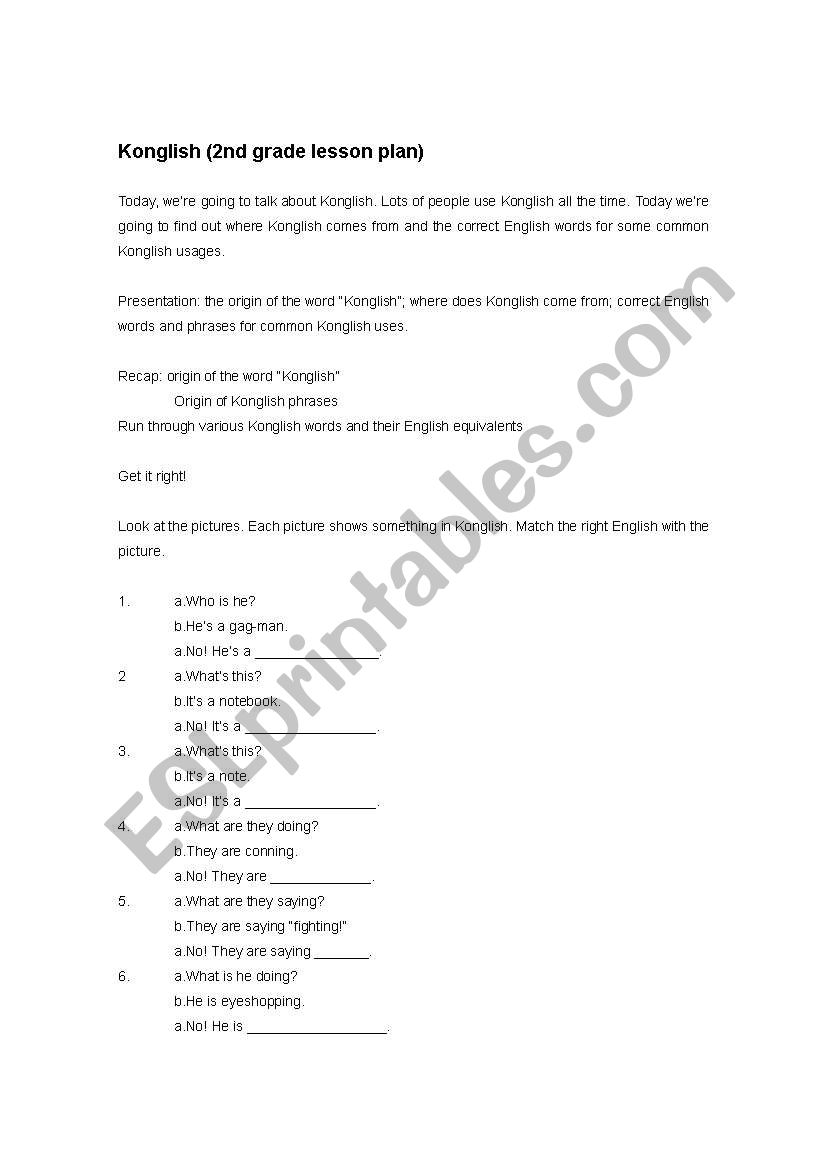 Konglish  worksheet