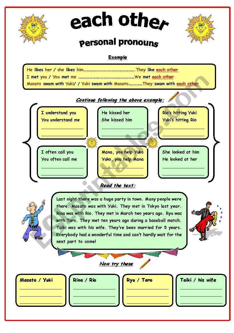 Pers pronouns/Reflective pronouns and Each other