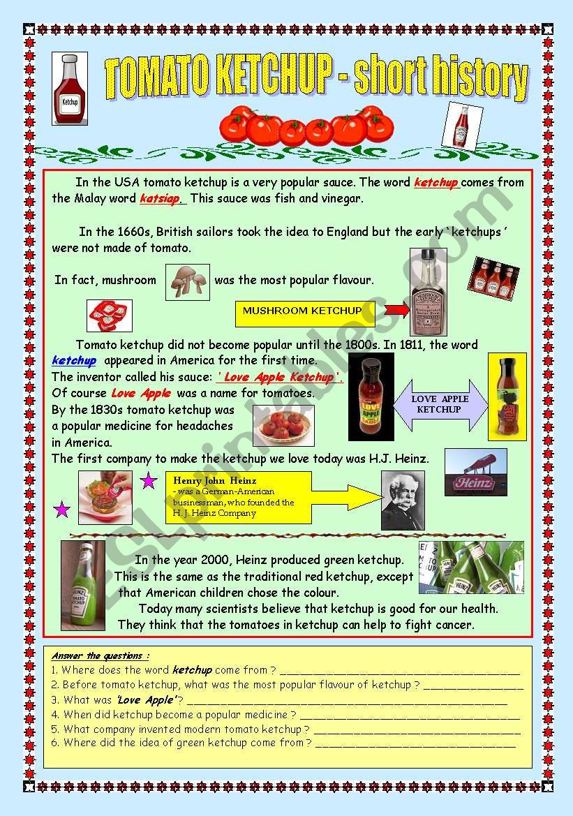 Tomato ketchup - the short history (fully editable & key) 