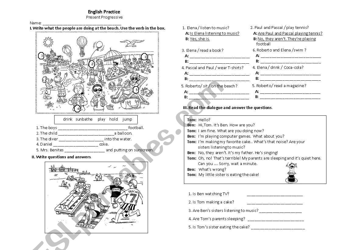 Present Progressive worksheet