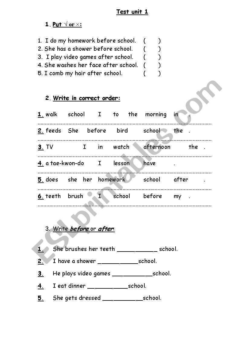 Test unit 1 worksheet