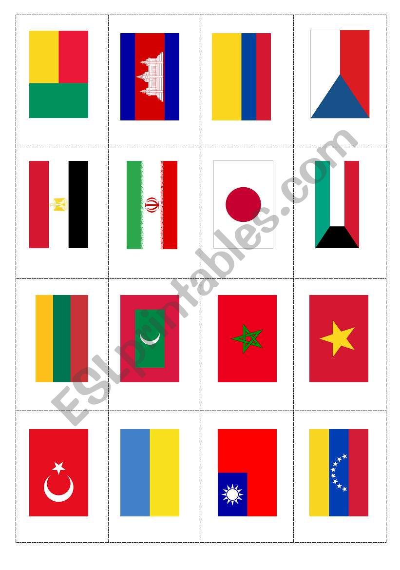 world-flags-4-flashcards-esl-worksheet-by-suethom