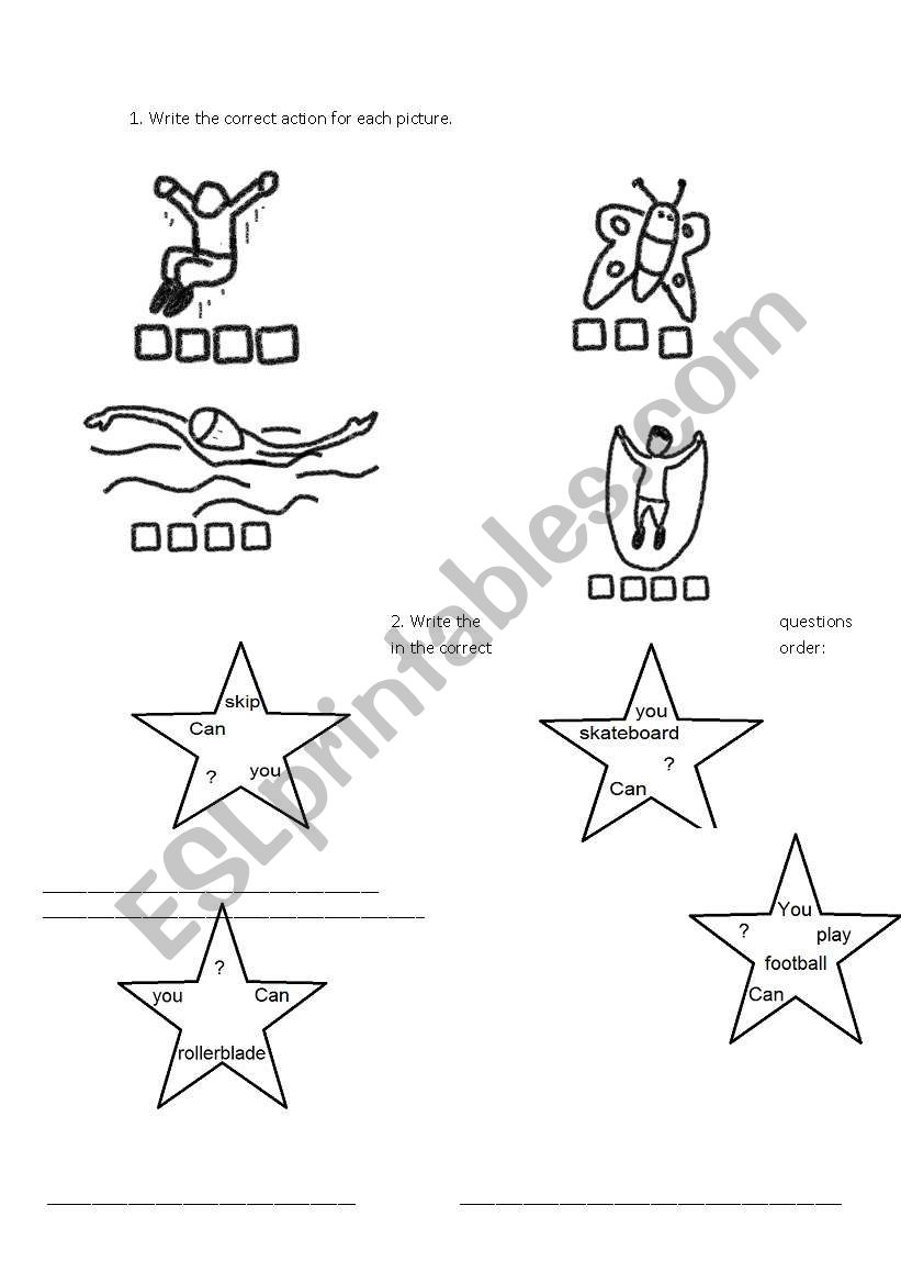 Actions, sports and use of can - canīt. Actions, sports and use of can - canīt.