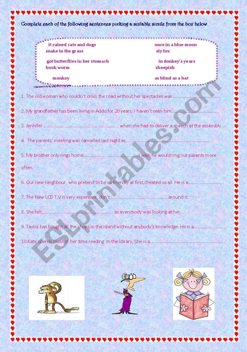 Idioms worksheet Idioms worksheet