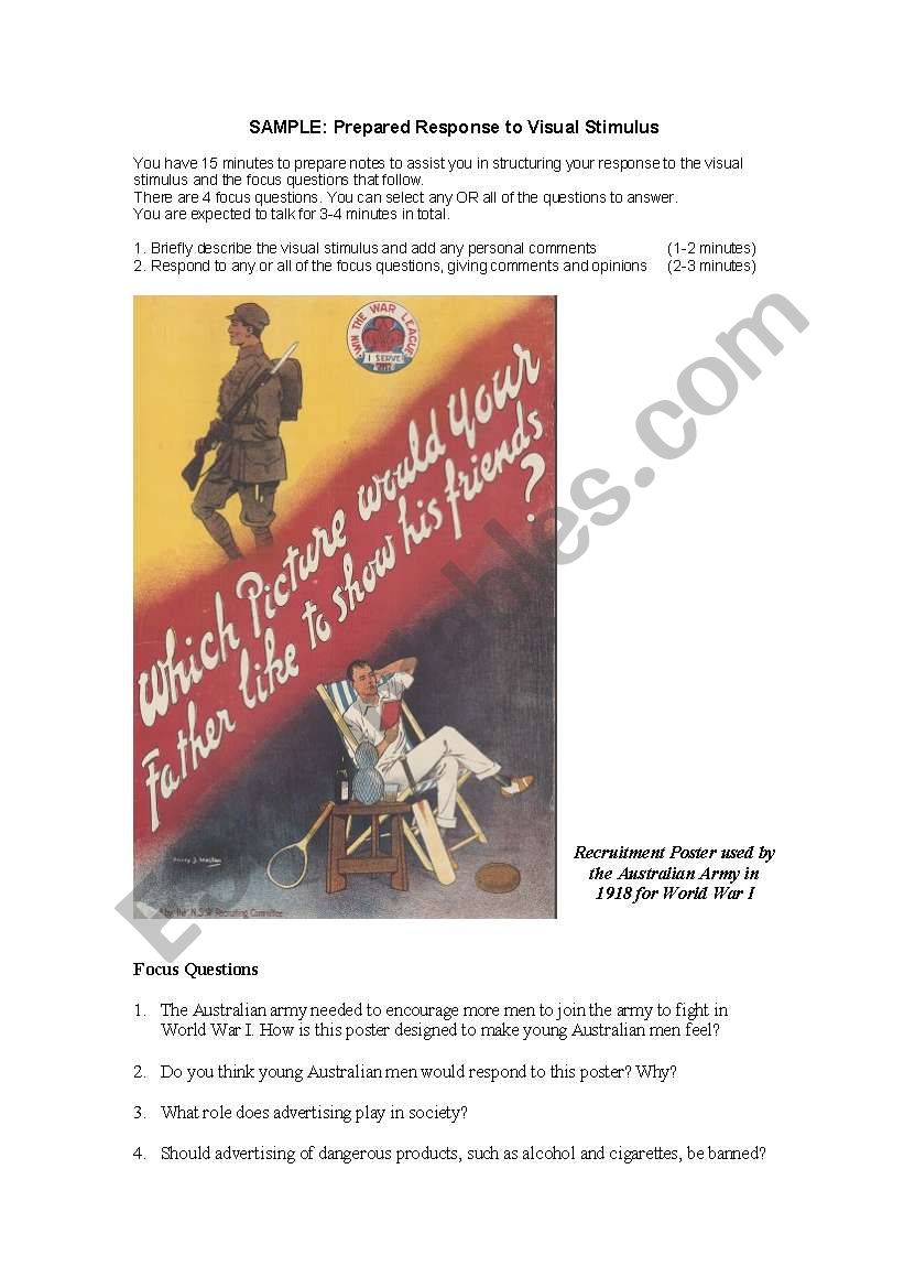 Sample EALD Visual Stimulus & Focus Qs - Recruitment Poster