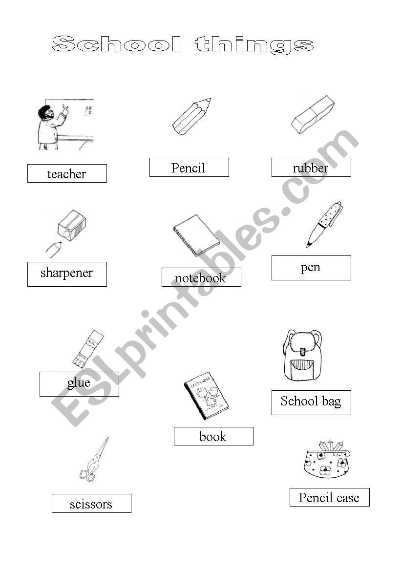 school things worksheet