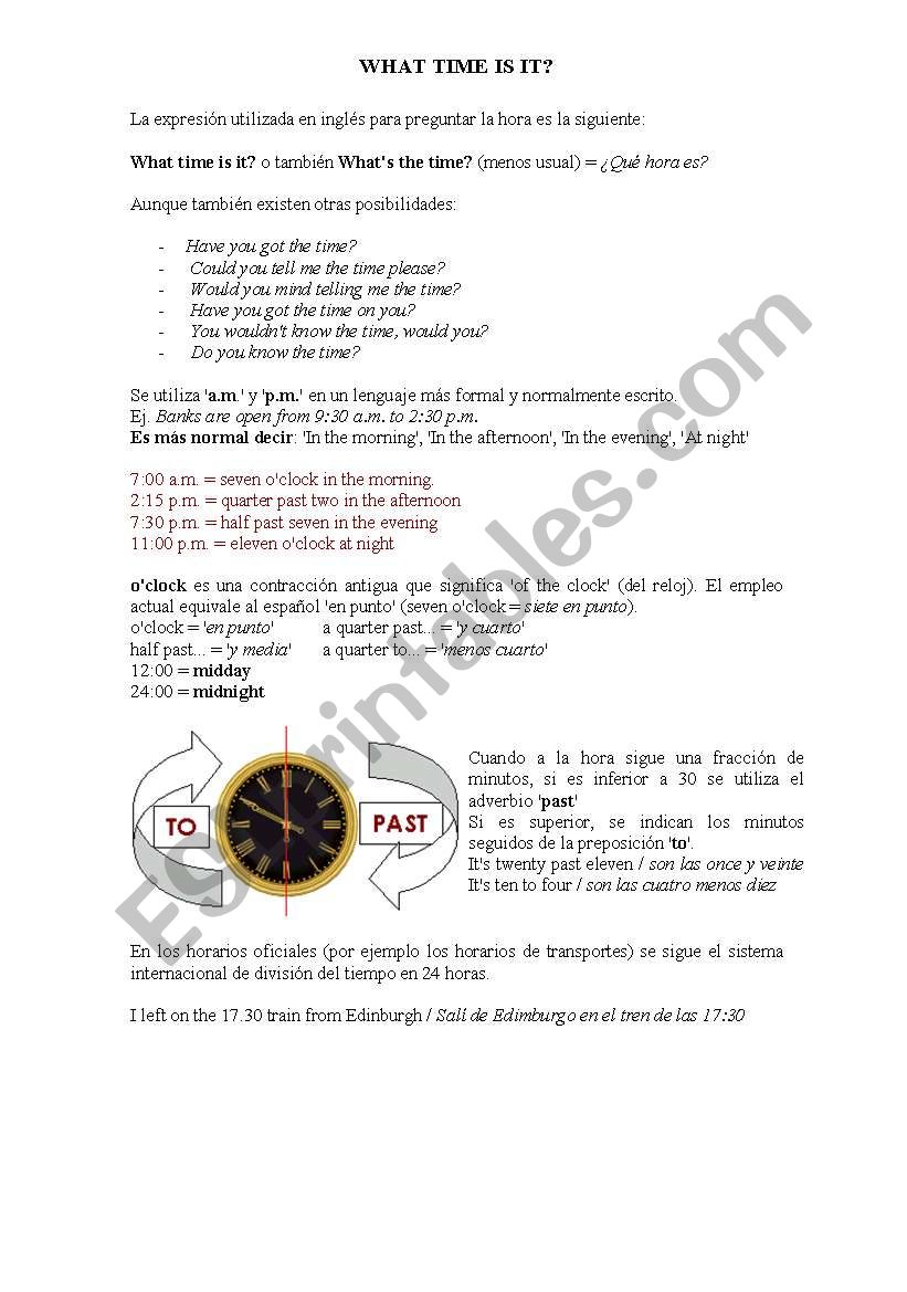 HOURS worksheet