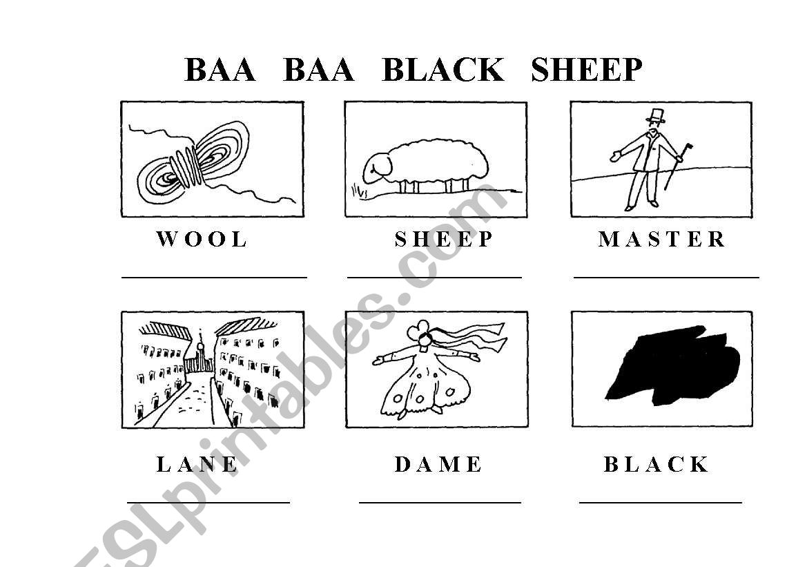 BAA BAA BLACK SHEEP worksheet