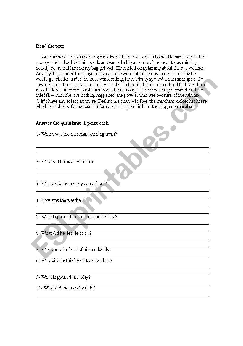 english test  worksheet