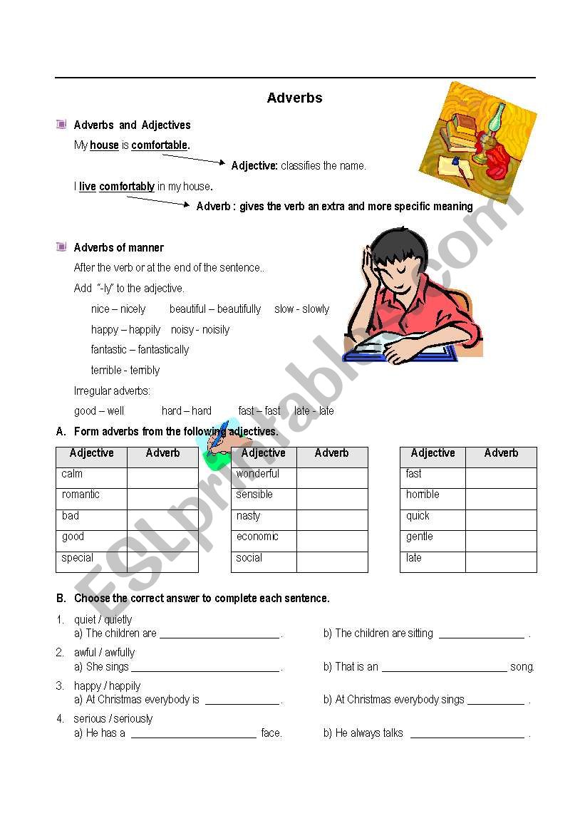 Adverbs worksheet