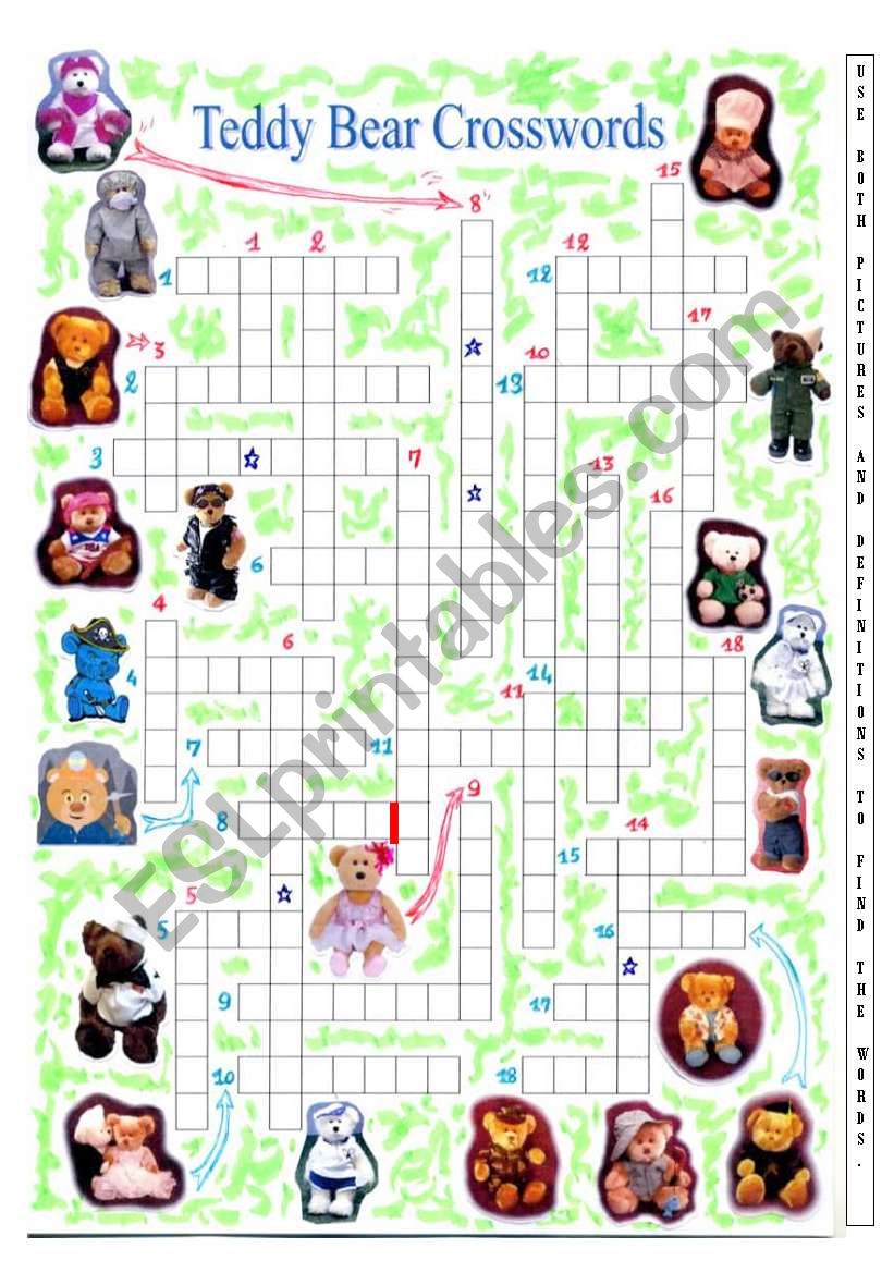 teddy bear crossword worksheet